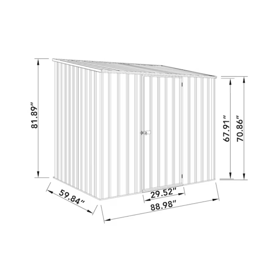 Florvik 5x7 ft Galvanized Steel Outdoor Storage Shed – Space Saver Design