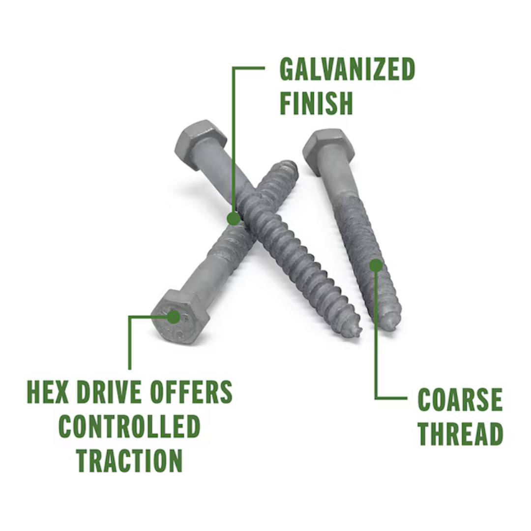 Florvik 3/8-in x 3-1/2-in Hot-Dipped Galvanized Exterior Lag Screws – Hex Head