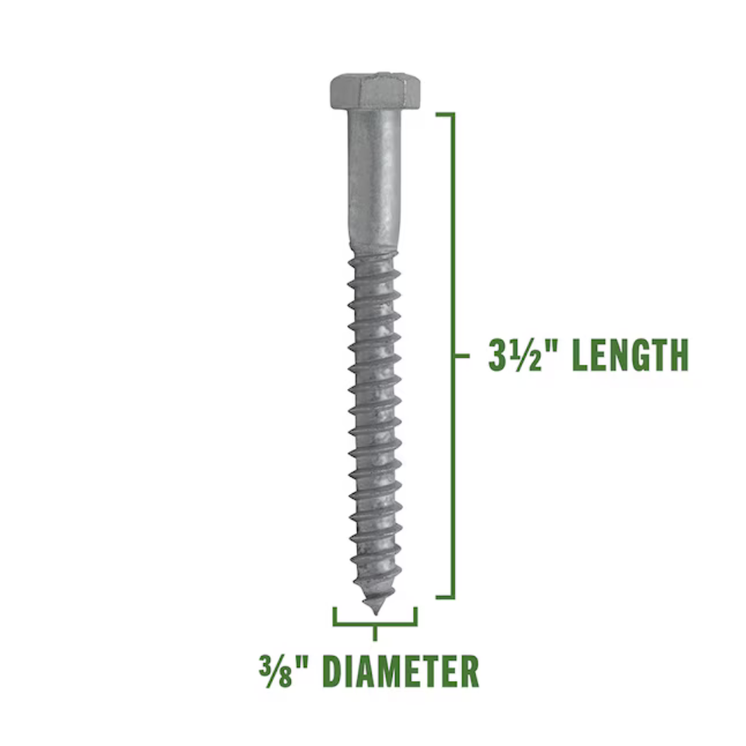 Florvik 3/8-in x 3-1/2-in Hot-Dipped Galvanized Exterior Lag Screws – Hex Head